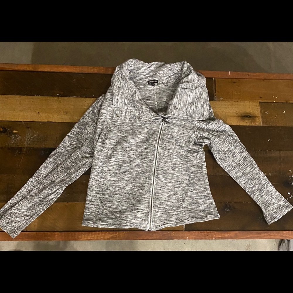 Express Bomber Gray Jacket 100% Cotton Large